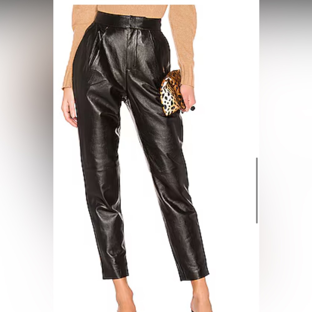L'Academie Black Leather Trousers